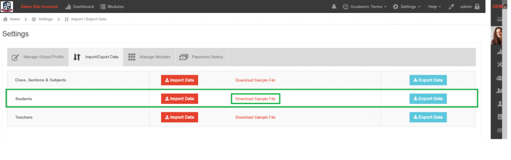 bulk upload studnet